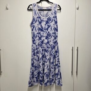 LuLaRoe Tie-Dye Blue and White Midi Dress